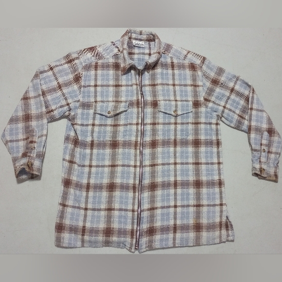 Basic Editions Tops - Basic Editions Checkered Shirt in Blue and Brown, Size M